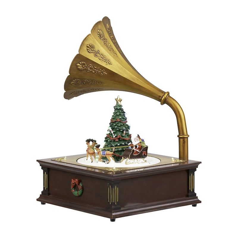 Northlight 14" Led Lighted And Musical Gramophone Animated Plays Music Christmas Tabletop Decor