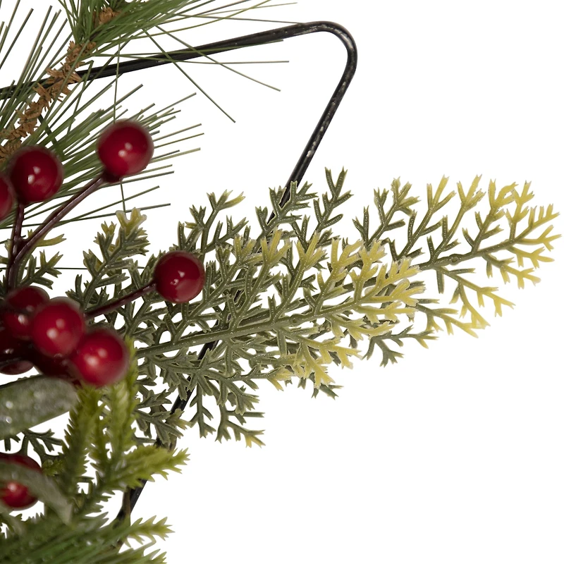 Northlight 24" Pine Tree With Berries And Holly Christmas Window Decor