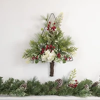 Northlight 24" Pine Tree With Berries And Holly Christmas Window Decor
