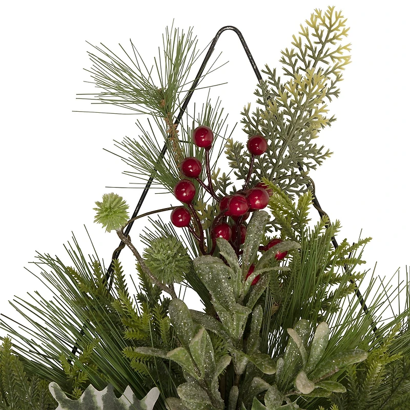 Northlight 24" Pine Tree With Berries And Holly Christmas Window Decor