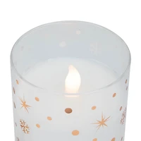 Northlight 6" Led Flameless Flickering Woodland Glass Pillar Flameless Candle