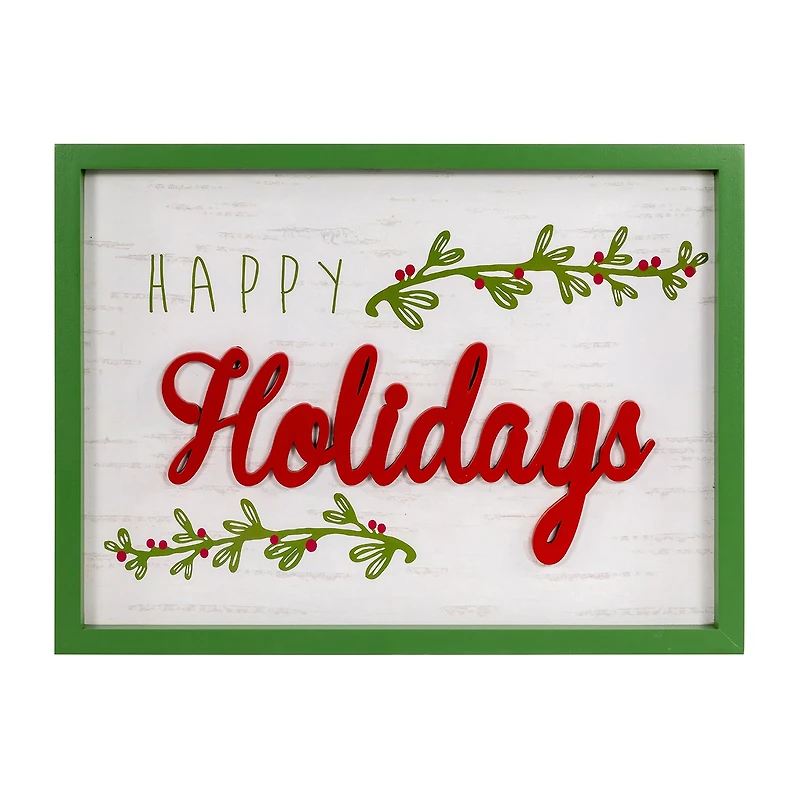 Northlight 16" Framed "Happy" Wooden Wall Sign
