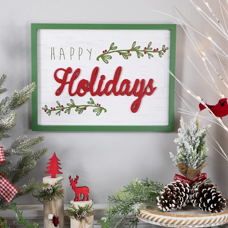 Northlight 16" Framed "Happy" Wooden Wall Sign