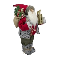 Northlight 18" Standing Santa Carrying Presents And A Sled Christmas Figurine