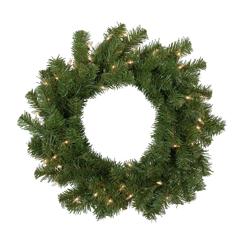 Northlight 18" Pre Lit Deluxe Dorchester Pine Wreath