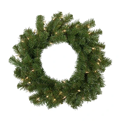 Northlight 18" Pre Lit Deluxe Dorchester Pine Wreath