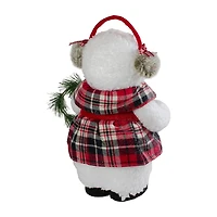 Northlight 12" Plush Girl Snowman With Ear Muffs And Wreath Christmas Figurine