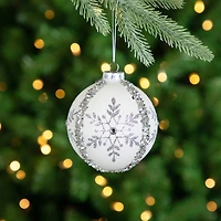 Northlight 4" Matte Sequin Glitter Snowflake Glass Christmas Ornament