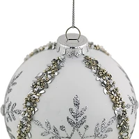 Northlight 4" Matte Sequin Glitter Snowflake Glass Christmas Ornament