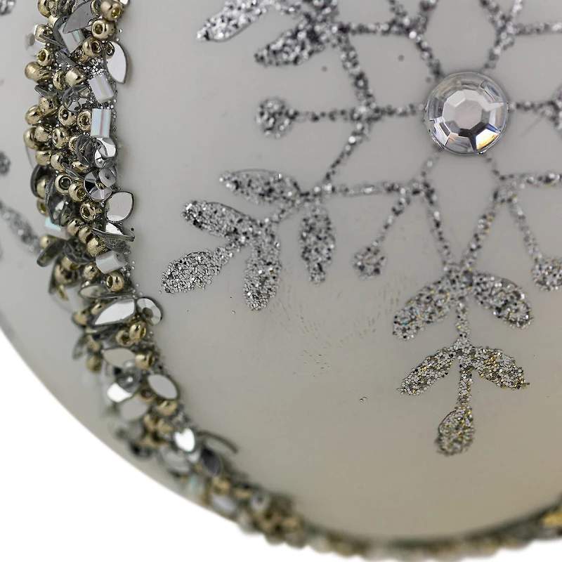 Northlight 4" Matte Sequin Glitter Snowflake Glass Christmas Ornament