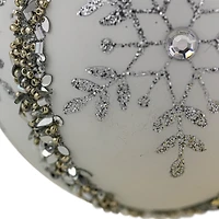 Northlight 4" Matte Sequin Glitter Snowflake Glass Christmas Ornament