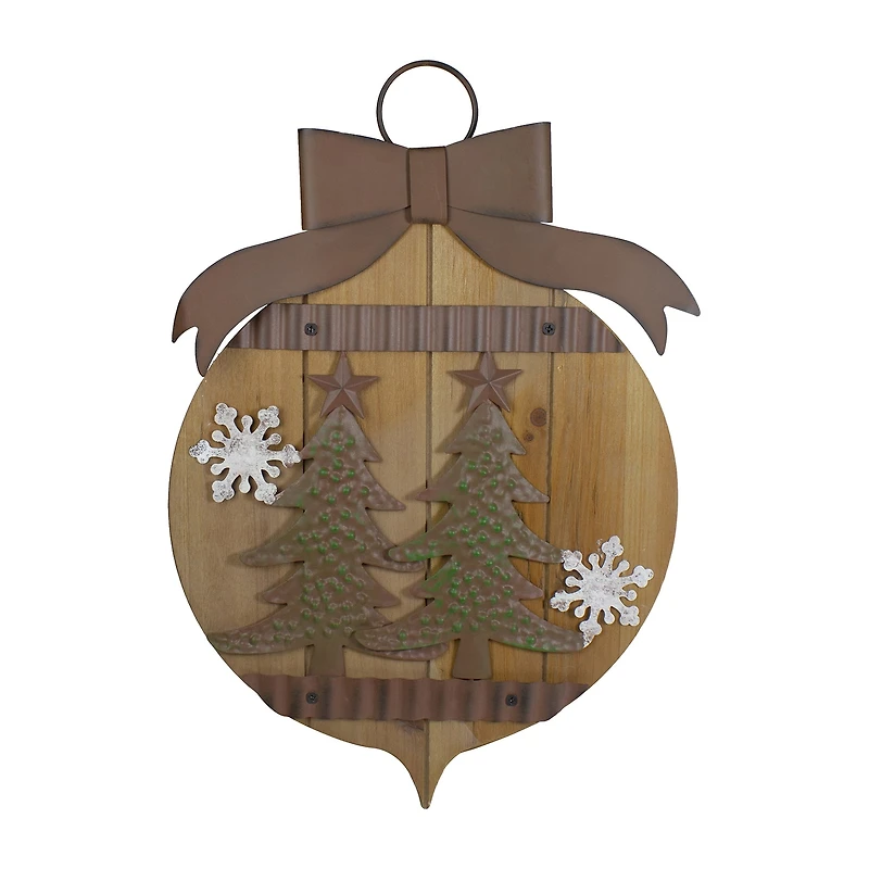 Northlight 18" Rustic Trees And Snowflakes Wall Sign