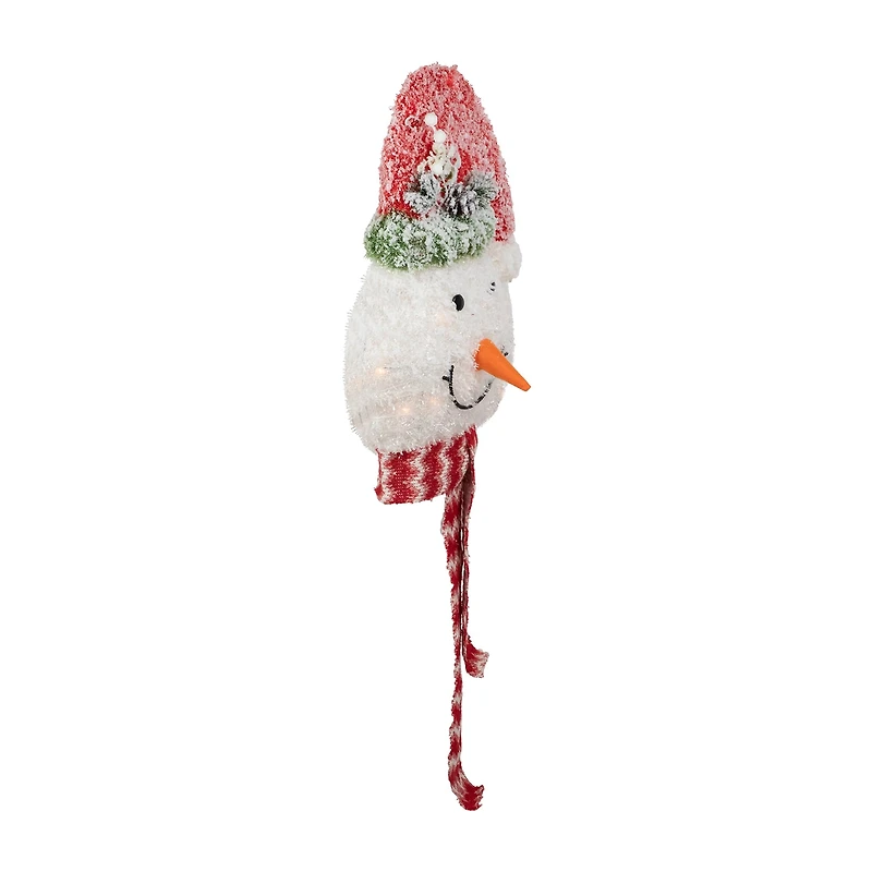 Northlight 22" Lighted Snowman Wearing A Frosted Hat With Pine Christmas Tree Topper