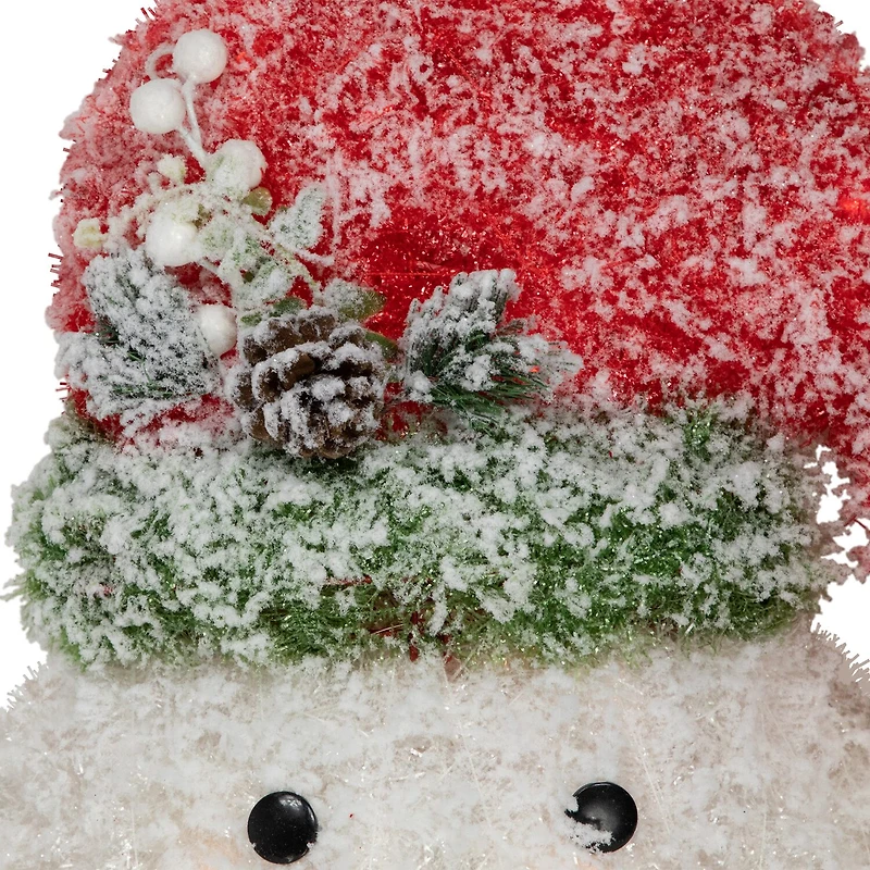 Northlight 22" Lighted Snowman Wearing A Frosted Hat With Pine Christmas Tree Topper