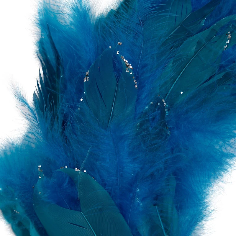 Northlight 15" Two Tone Feathers Glittered Wreath