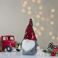 Northlight 18" Red And Gray Gnome With Flip Sequin Hat Christmas Gnome
