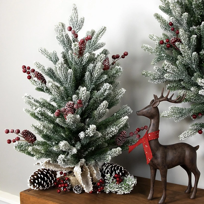 Northlight 25" Potted Flocked Mini Fir Pine 2 Foot Flocked Pine Christmas Tree