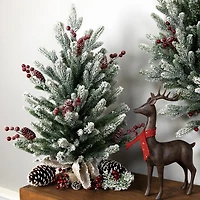 Northlight 25" Potted Flocked Mini Fir Pine 2 Foot Flocked Pine Christmas Tree