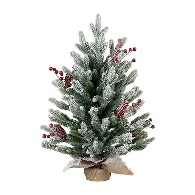 Northlight 25" Potted Flocked Mini Fir Pine 2 Foot Flocked Pine Christmas Tree