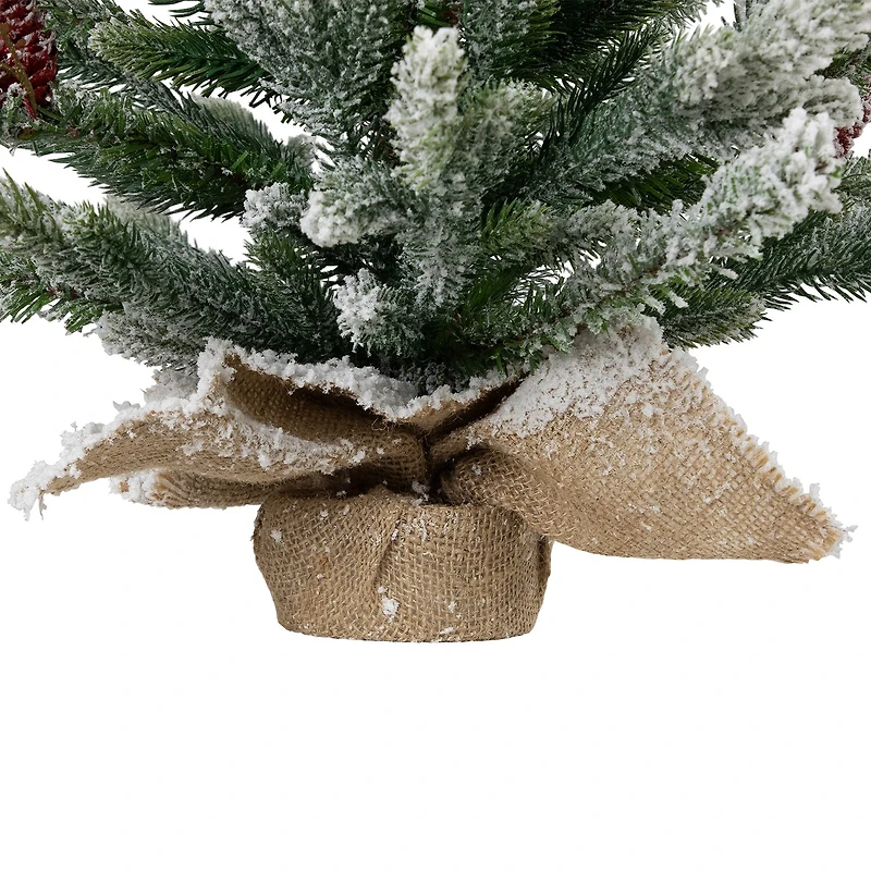 Northlight 25" Potted Flocked Mini Fir Pine 2 Foot Flocked Pine Christmas Tree