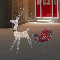 Northlight 51" Lighted Reindeer With Sleigh Christmas Yard Art