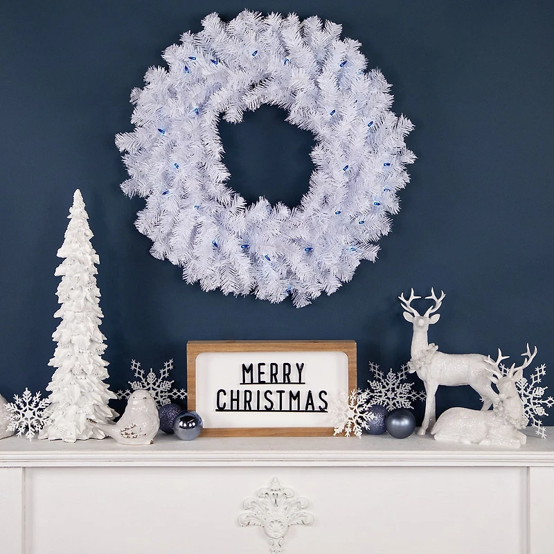 Northlight 24" Pre Lit Geneva Spruce Artificial Wreath