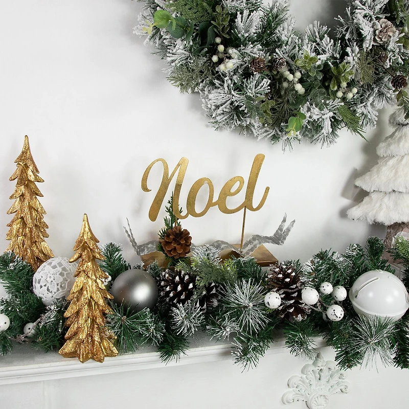 Northlight 11" Pine Foliage And Pine Cone "Noel" Christmas Tabletop Decor