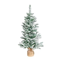 Northlight 3ft Frosted Pine In Burlap Base 3 1/2 Foot Pine Christmas Tree