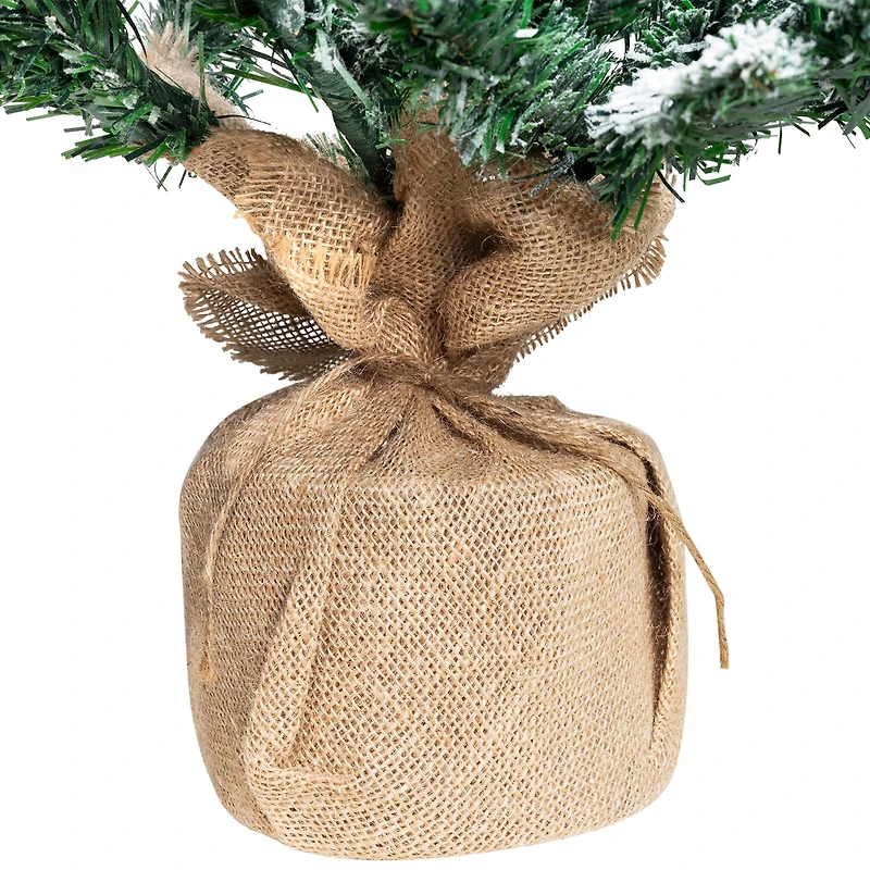 Northlight 3ft Frosted Pine In Burlap Base 3 1/2 Foot Pine Christmas Tree