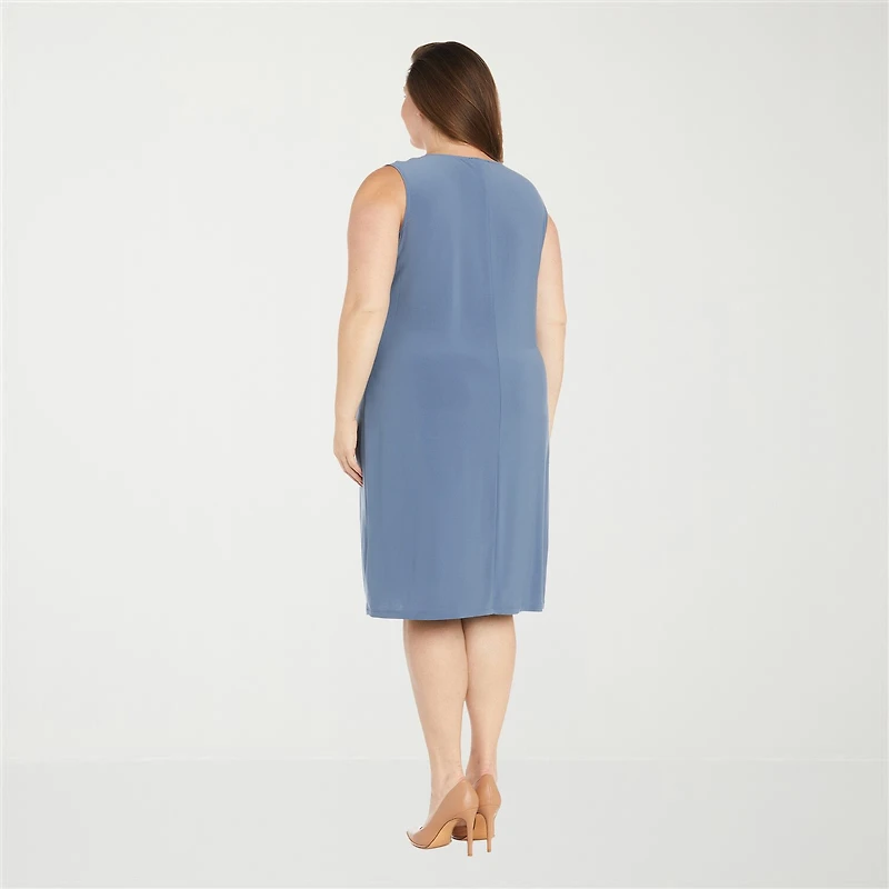 R & M Richards Womens Plus Leaf Jacket Dress With Removable Necklace