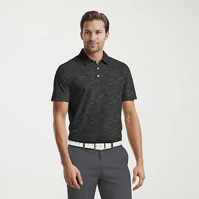 PGA TOUR Airflux Heathered Mens Short Sleeve Polo Shirt