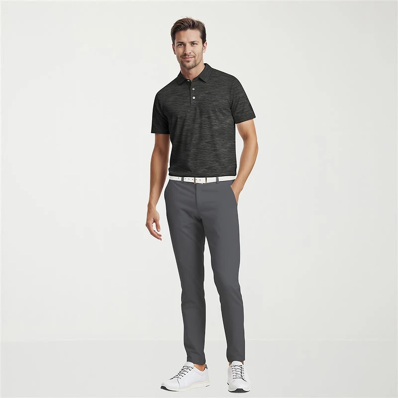 PGA TOUR Airflux Heathered Mens Short Sleeve Polo Shirt