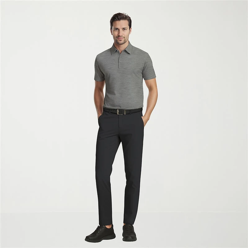 PGA TOUR Airflux Heathered Mens Short Sleeve Polo Shirt