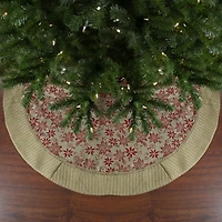 Northlight 48" Rustic Burlap Poinsettia Indoor Tree Skirt