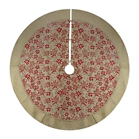 Northlight 48" Rustic Burlap Poinsettia Indoor Tree Skirt