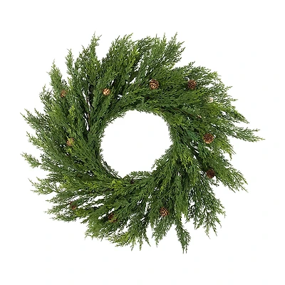 Northlight 24" Cedar With Pinecones Wreath