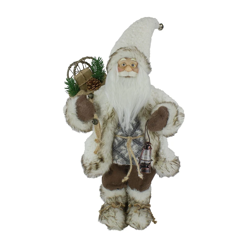 Northlight 12" Snow Lodge Santa With Lantern Christmas Figurine
