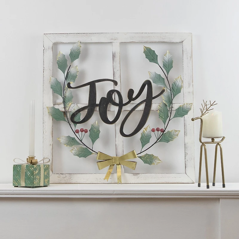 Northlight 24" Joy Window Frame With Holly Wall Sign