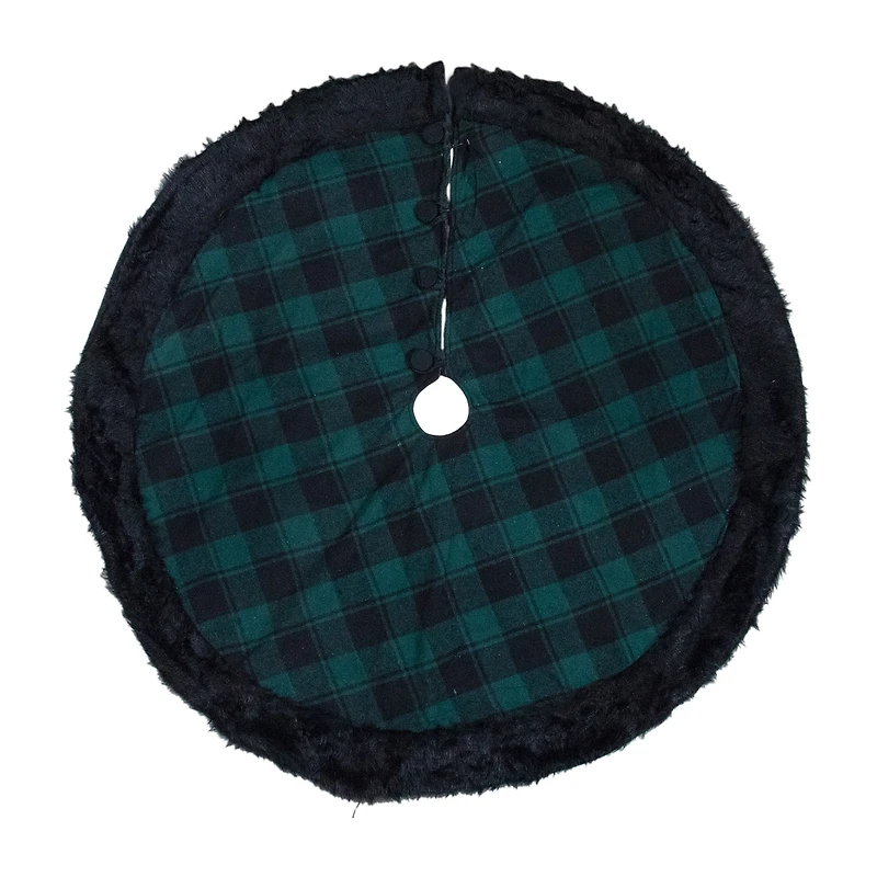 Northlight 48" Plaid With Faux Fur Indoor Tree Skirt