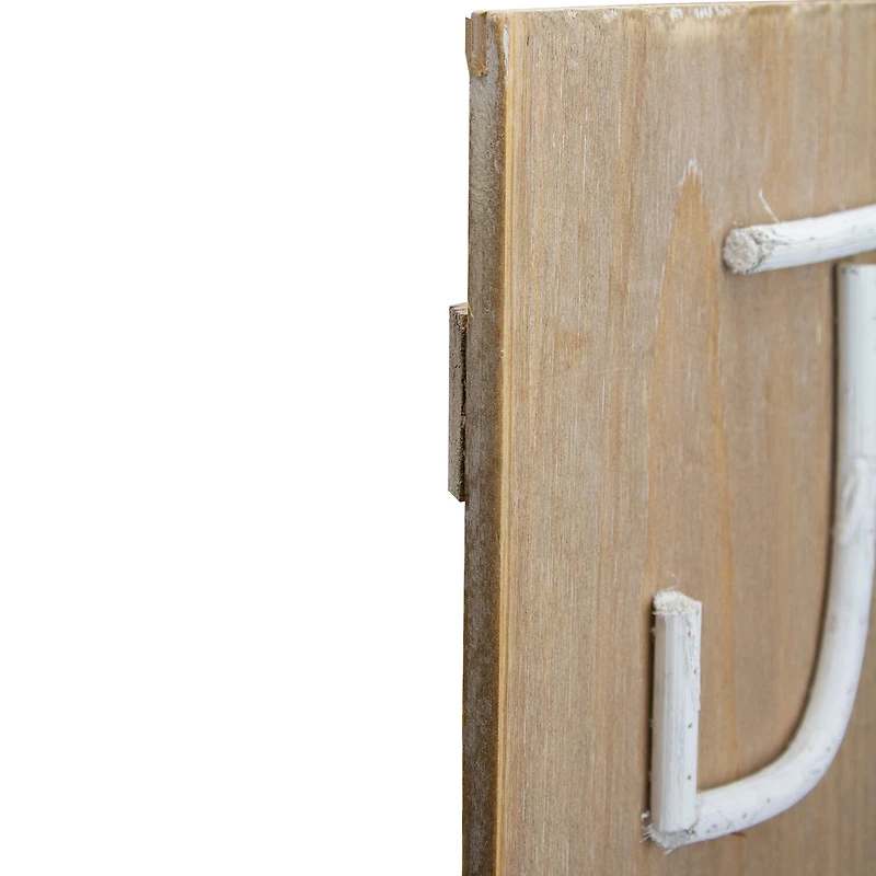 Northlight 24" Vertical Wooden Joy With Santafts Belt Wood Wall Art