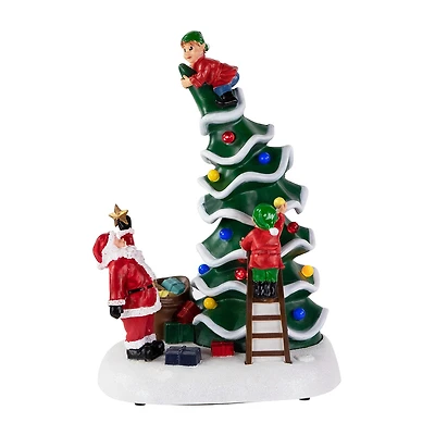 Northlight 12" Led Lighted Animated And Musical Santafts Helpers Plays Music Christmas Tabletop Decor