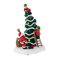 Northlight 12" Led Lighted Animated And Musical Santafts Helpers Plays Music Christmas Tabletop Decor