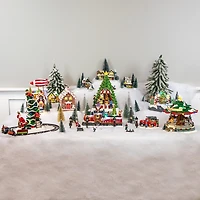 Northlight 12" Led Lighted Animated And Musical Santafts Helpers Plays Music Christmas Tabletop Decor