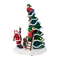 Northlight 12" Led Lighted Animated And Musical Santafts Helpers Plays Music Christmas Tabletop Decor