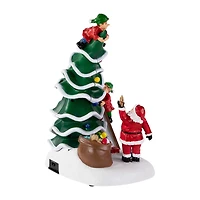 Northlight 12" Led Lighted Animated And Musical Santafts Helpers Plays Music Christmas Tabletop Decor