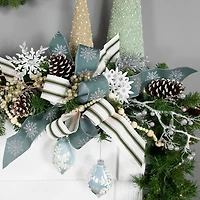 Northlight 5" Shiny Artic Textured Snowflakes Finial Glass Christmas Ornament