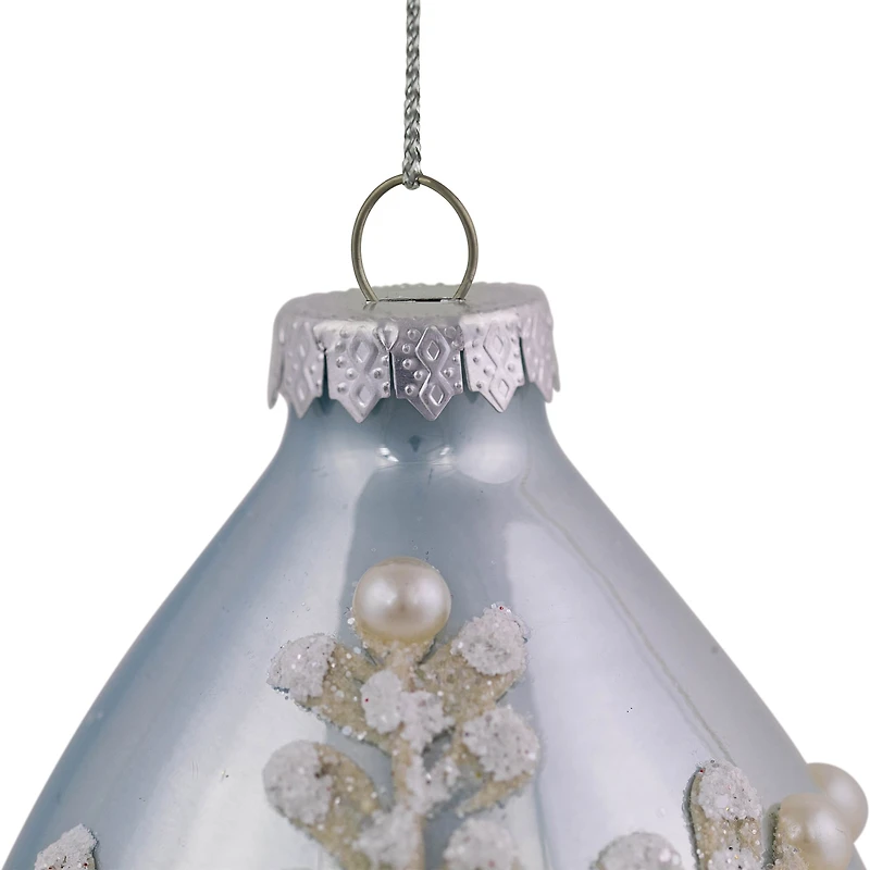Northlight 5" Shiny Artic Textured Snowflakes Finial Glass Christmas Ornament