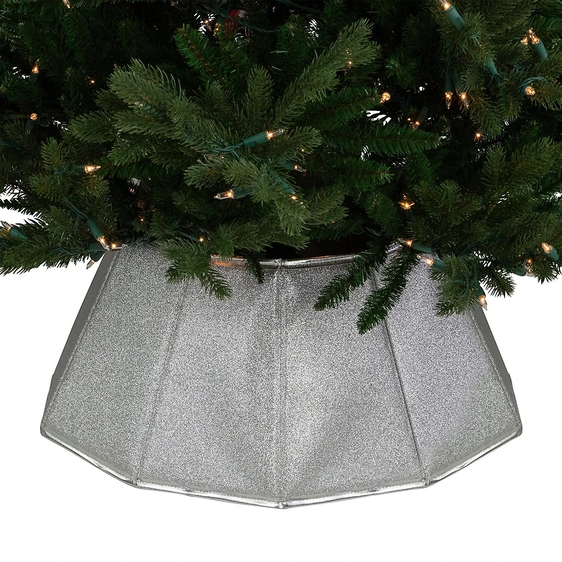 Northlight 27" Shiny Silver Fabric Hexagonal Christmas Tree Collar
