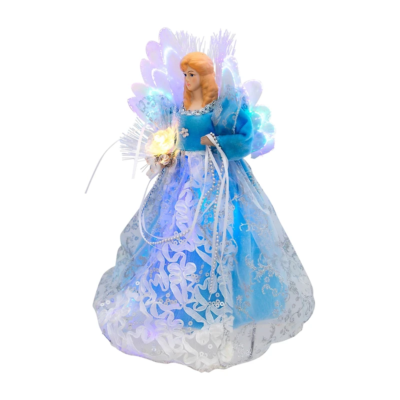 Northlight 12" Blue Lighted Fiber Optic Angel Christmas Tree Topper