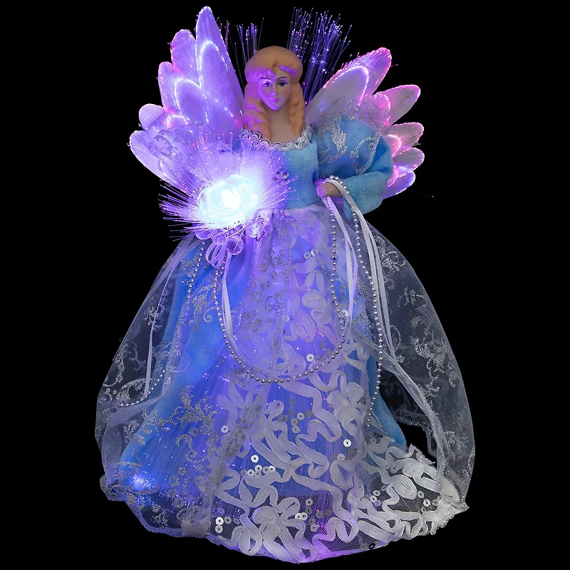 Northlight 12" Blue Lighted Fiber Optic Angel Christmas Tree Topper